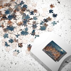 Pick A Tale-Town Christmas  jigsaw Puzzle, Holiday game or gift for adults and family, Snowy Town Scene